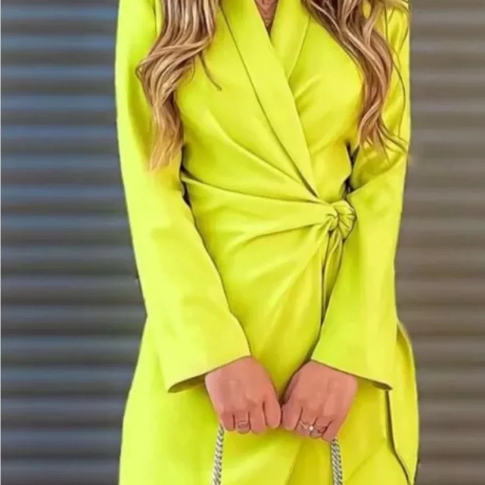 Vibrant Yellow Wrap Dress - Small - Picture 2 of 13